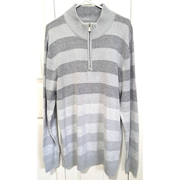 Method Men's XXL Gray Striped 1/4 Zip Long Sleeve Sweater Cotton Blend - Picture 1 of 8